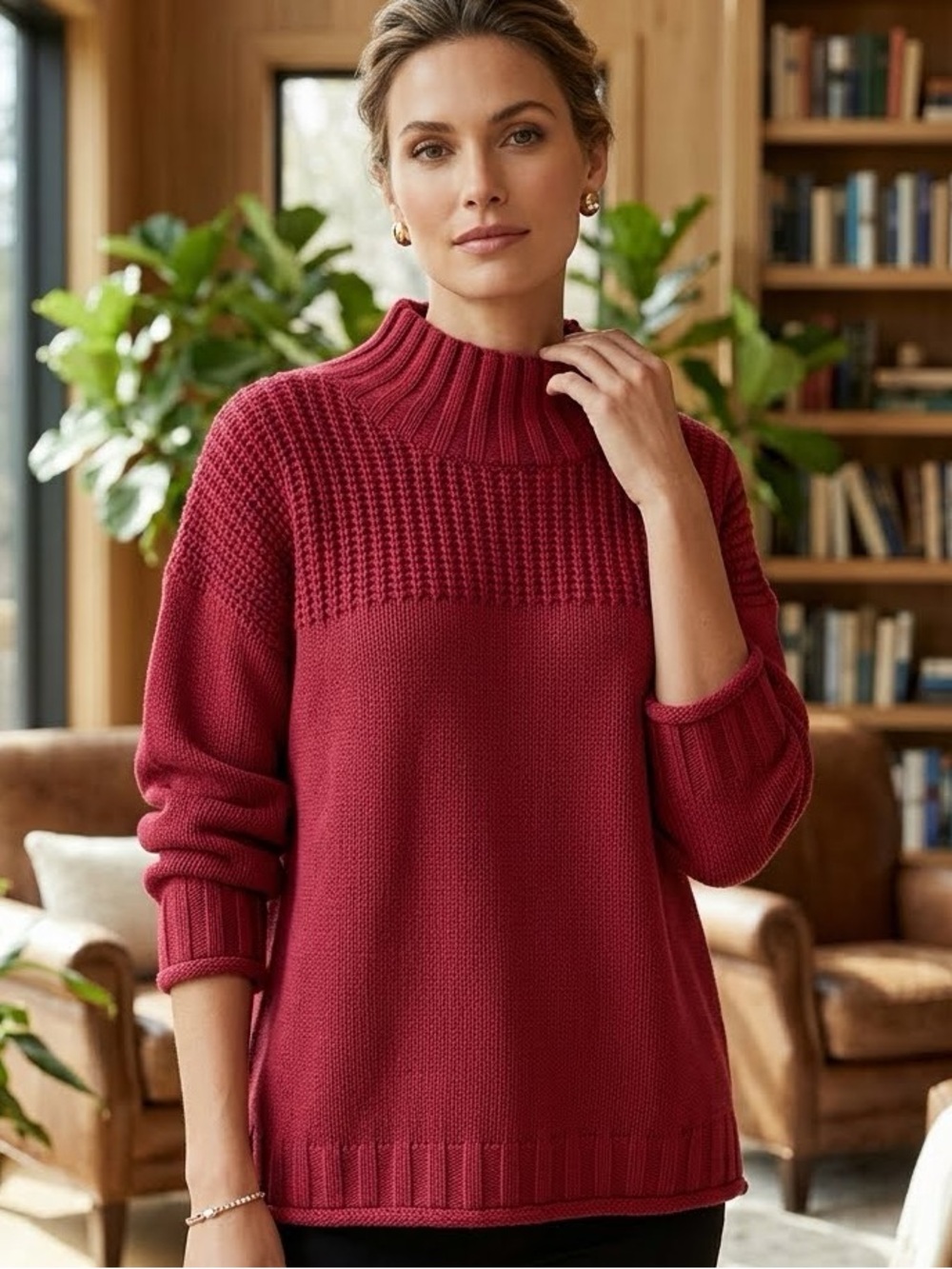 Elizabeth and James Garnet Red Soft Turtleneck Sweater NEW
